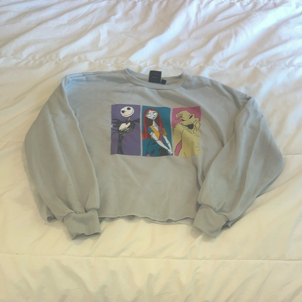 Disney Gray Sweatshirt with Nightmare Before Christmas Design